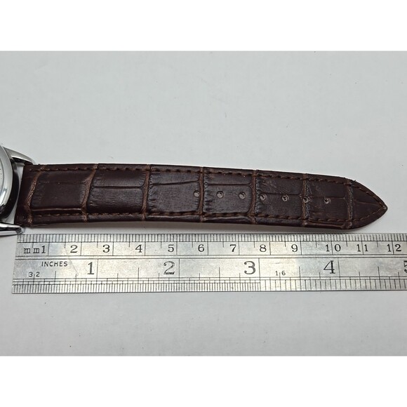 Timex Easy Reader 38mm Silver White Watch Indiglo Date Leather Strap New Battery - Picture 8 of 13